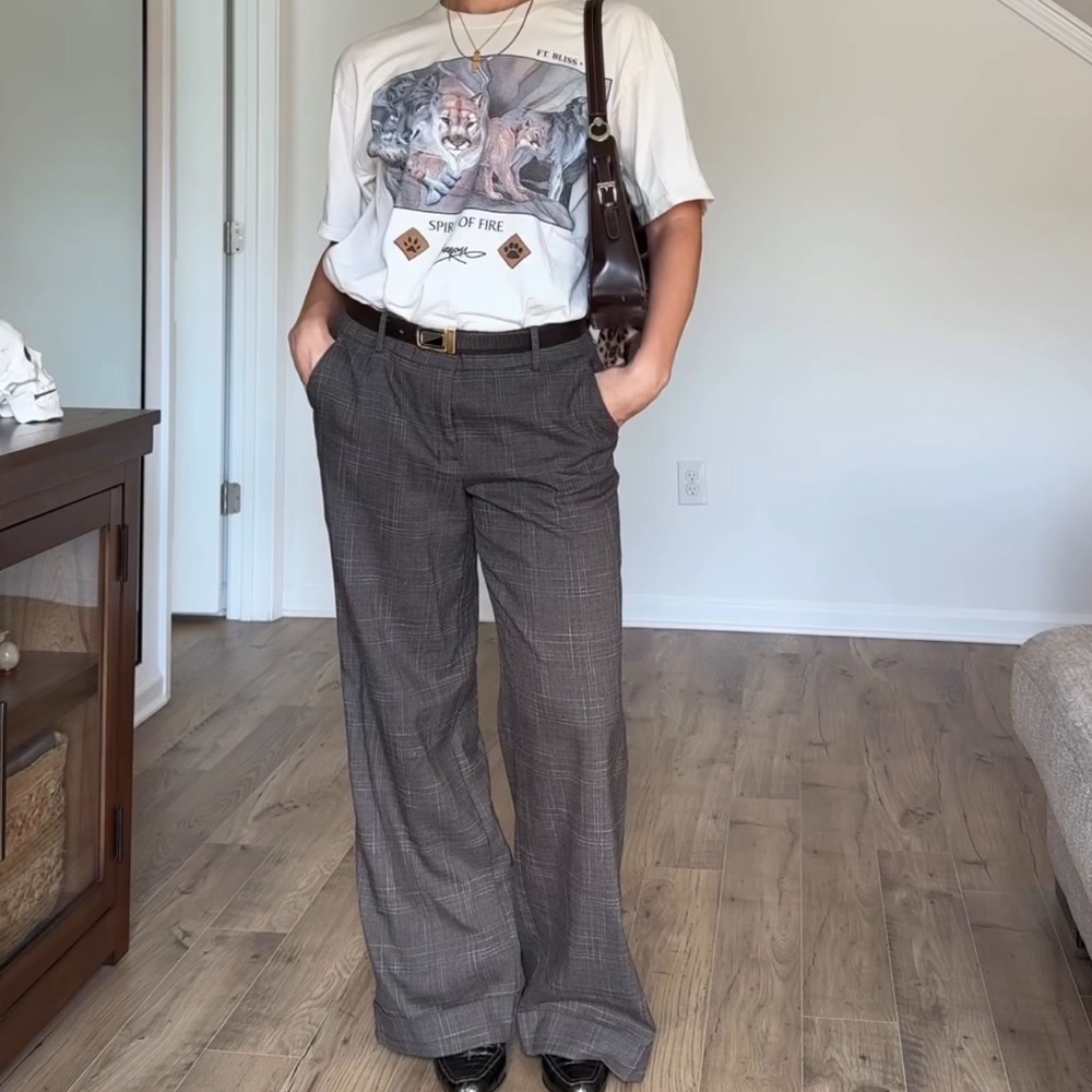 New York & Company Brown Plaid Trousers - Picture 2 of 8